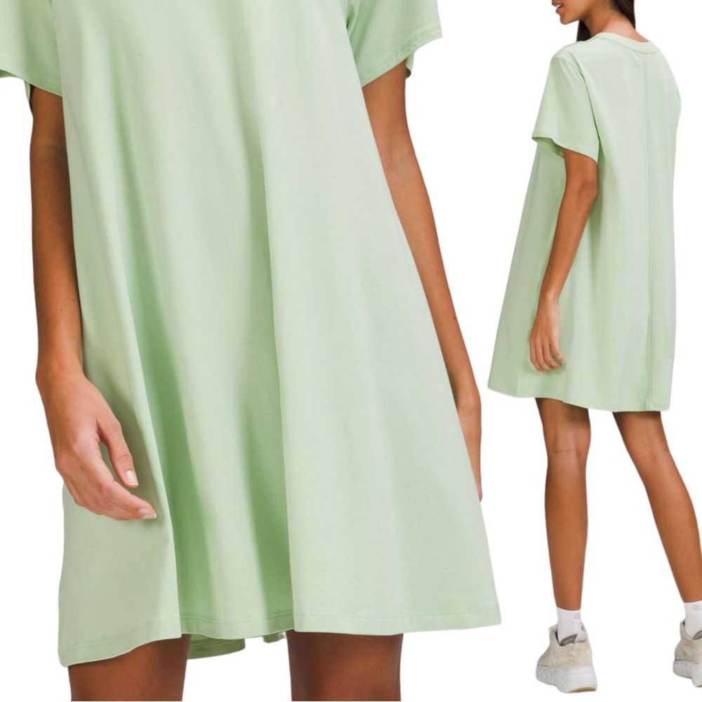 Lululemon All Yours T-Shirt Dress Size 12 Light Green Creamy Mint Cotton Vitasea